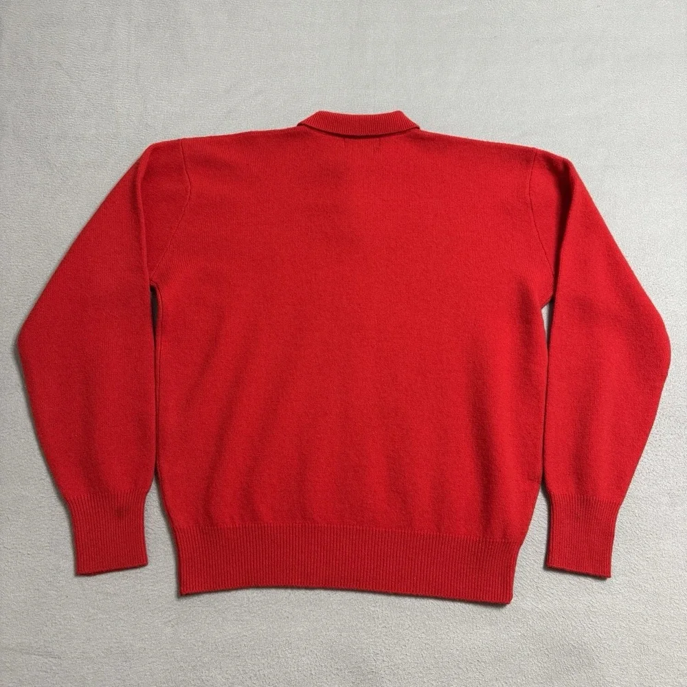 Vintage Polo Ralph Lauren Sweater Mens Large Red‎ Lambswool Collared Preppy